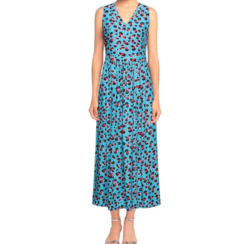 Love Moschino Blue Cheetah Print Maxi Dress Sz 4 NWT